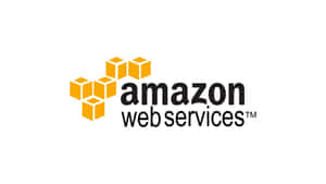 Amazon Web Services 標誌，帶有橙色立方體和白色背景上的黑色文字。
