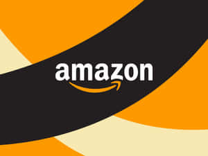 Amazon 標誌在抽象橙色黑色和奶油色背景上