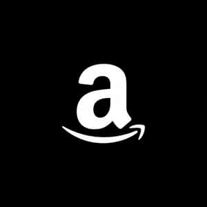 黑色背景上的白色Amazon標誌