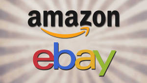 Amazon 和 eBay 標誌在太陽光線背景上。 — 亞馬遜 壁紙