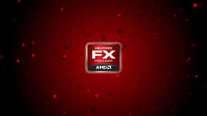 AMD FX 處理器標誌，帶有紅色發光粒子，位於漸變背景上