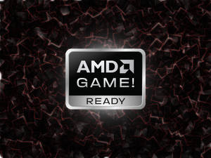 AMD Game Ready標誌在黑暗幾何背景上帶有紅色發光邊緣。