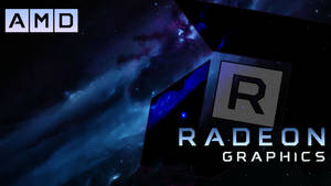 AMD Radeon Graphics標誌漂浮在充滿活力的宇宙星雲中，伴有星星。