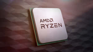 AMD Ryzen 處理器晶片，幾何背景，溫暖燈光。