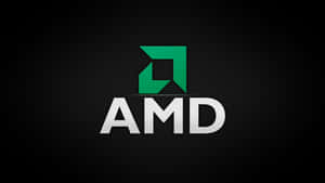 AMD 標誌，綠色正方形和白色文字在深色背景上