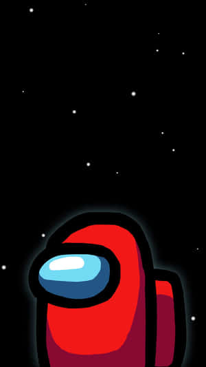 紅色太空人在太空中，帶有發光面罩，背景星光閃爍