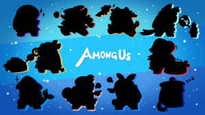 Among Us 角色以黑色剪影形式漂浮在星空藍色空間中。