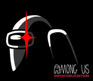 Among Us 冒名頂替者角色標誌，黑色背景上帶有紅色星爆