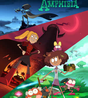 《Amphibia》角色在新月下處於危險與冒險的分割場景中。