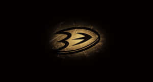 Anaheim Ducks 標誌在深色背景上發光並帶有刮痕。