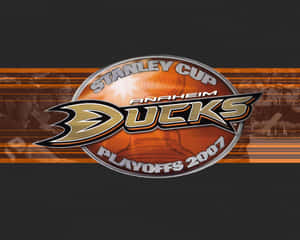 Anaheim Ducks 史丹利盃季後賽 2007 標誌，帶有橙色和黑色條紋。