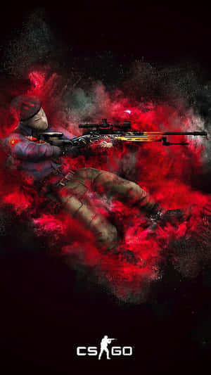 CS:GO士兵發射狙擊步槍，帶有紅色粒子效果。 — 反恐精英：全球攻势 壁紙