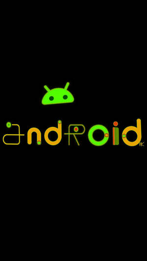 在黑色背景上發光的綠色Android標誌。
