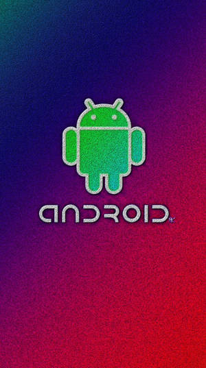 綠色Android機械人標誌，帶有閃爍輪廓，置於彩色漸變背景上。