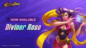 來自《街頭霸王：決鬥》的動漫角色Diviner Rose施展魔法卡片咒語。 — 玫瑰金風格 壁紙