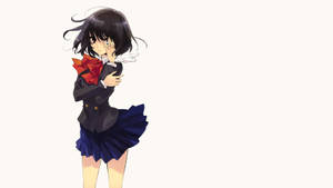 動漫女學生穿著校服，害羞地遮住臉。 — 可愛動漫女仔 壁紙