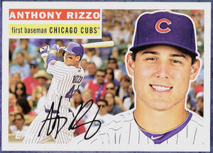 Anthony Rizzo 芝加哥小熊隊棒球卡，附簽名同動作相。