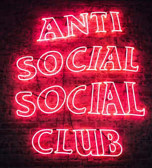磚牆上寫著 Anti Social Social Club 的紅色霓虹燈牌。