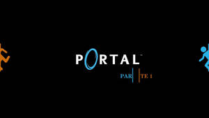 Portal Par TE 1 標誌，帶有橙色和藍色奔跑人物，位於黑色背景上。 — 火影忍者海報 壁紙