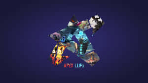 由遊戲場景組成的Apex Legends標誌，背景為紫色