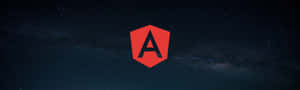 Angular 標誌漂浮在星空夜空中，帶有銀河