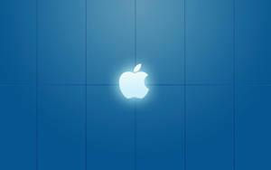 發光Apple標誌在藍色瓷磚背景上