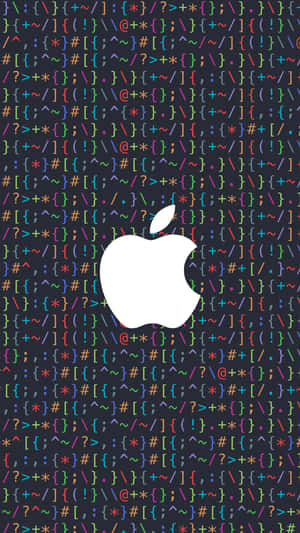 深色背景上帶有彩色編碼符號的白色Apple標誌。