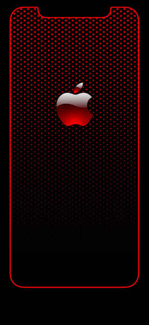 iPhone屏幕，紅色Apple標誌在穿孔黑色背景上 — Pixel 10 Pro 壁紙
