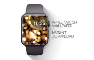Apple Watch 配金色散景壁紙顯示時間和日期