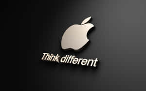 深色背景上帶有「Think different」標語的Apple標誌