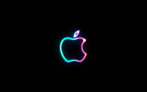 霓虹燈Apple標誌在黑色背景上發出藍色和粉紅色光芒