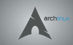 Arch Linux 標誌，帶有風格化的深灰色 A 和藍色文字，背景為漸變灰色。 — Cia標誌 壁紙