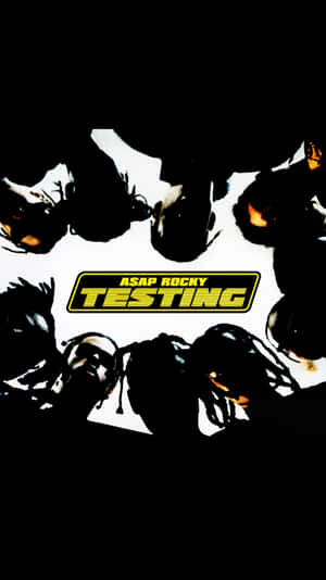 ASAP Rocky Testing 標誌被帶有發光眼睛的陰影人物包圍。