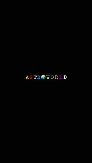 黑色背景上帶有地球儀圖標的彩色 'ASTROWORLD' 文字。