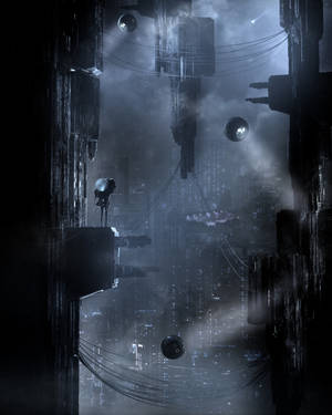 Cyberpunk City Grey Scale