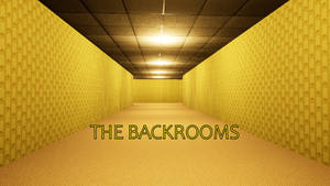 帶有 THE BACKROOMS 文字的黃色圖案走廊