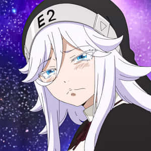 白髮藍眼的動漫角色戴著頭帶，背景是星空紫色。 — 可愛動漫女仔 壁紙