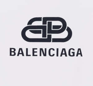 Balenciaga 標誌，帶有互鎖字母和品牌名稱，黑色在白色上。