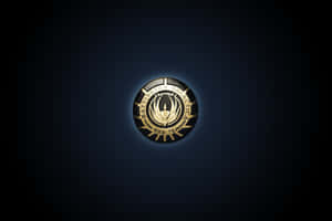 Battlestar Galactica 標誌在深藍色漸變中發光