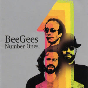 Bee Gees Number Ones 專輯封面，帶有彩虹漸變的風格化肖像。 — 荷里活 GIF 壁紙