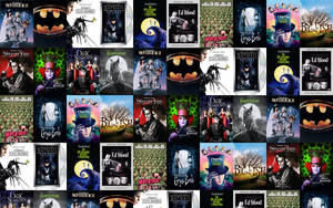 經典恐怖和黑暗奇幻電影海報網格，包括 Beetlejuice、Batman、Ed Wood 和 Corpse Bride。