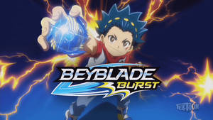 動漫男孩發射發光的Beyblade，帶有電光閃電效果。