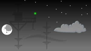 夜空 瞭望塔 天線 月亮 綠光