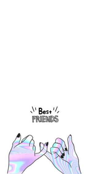 兩隻帶有彩虹色皮膚的插圖手形成心形，並帶有「Best FRIENDS」文字。