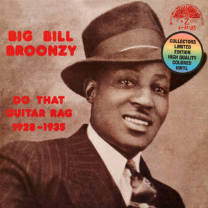 爵士音樂家 Big Bill Broonzy 在復古黑膠唱片封套上的肖像。