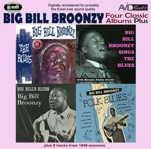 Big Bill Broonzy 的四張經典藍調專輯的專輯封面，帶有復古藝術品和肖像。