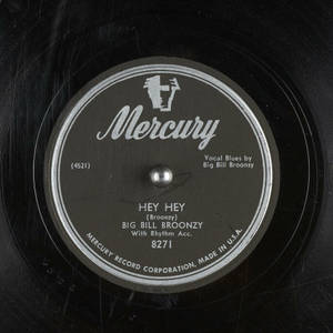 Big Bill Broonzy 的《Hey Hey》磨損的 Mercury Records 黑膠唱片標籤特寫。