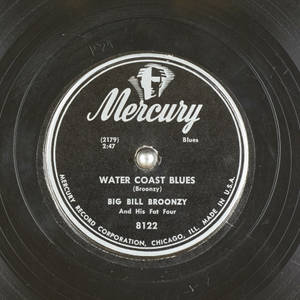Big Bill Broonzy的《Water Coast Blues》的復古Mercury Records黑膠唱片標籤特寫。