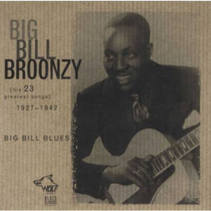 Big Bill Broonzy在復古專輯封面上微笑著抱著原聲結他。