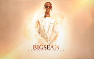 Big Sean 穿著白色西裝和太陽眼鏡，背景是閃耀的金色和文字。